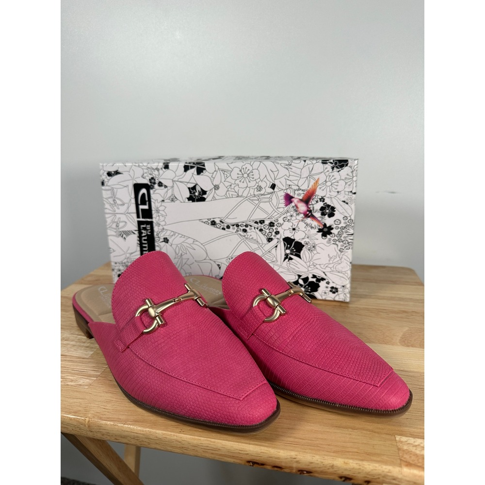 CL by Laundry Score Fuchsia Lizard Preppy Horsebit Loafer Mules Pink Size 9.5